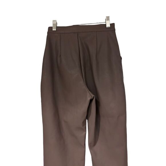 Sage the Label Tan Faux Vegan leather High-Rise Straight Leg Pants Size XS - Picture 6 of 16
